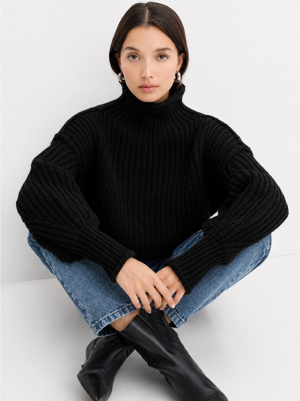 Marcella NYC Brenda Sweater Italian Wool Blend Balloon Sleeve Sweater Size M